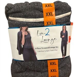 Live 2 Lounge Women’s 3-Piece Textured Lounge Set - Charcoal (XXL)